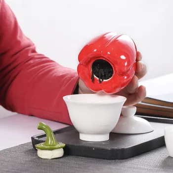 Simulācijas Dārzeņu Uzglabāšanas Jar Keramikas Zaļo Piparu Formas Tējas Riekstu Glabāšanai Var Aizzīmogo Kastes Uzglabāšanas Tvertnes Virtuves Piederumi