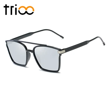TRIOO Black Vīriešu Unisex Saulesbrilles Vienkārši Foršs Laukums Lunette, Saules Brilles, Spogulis Krāsu Lēca Zīmola Dizaina Brilles Oculos