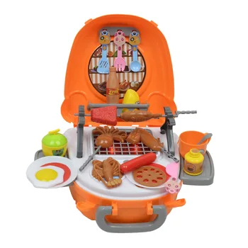 Izlikties, Spēlēt Mūzikas Apgaismojums Bērniem BBQ Simulācijas Rotaļu Virtuves Rotaļlietu Komplekts Koferis Izglītības Āra Plastmasas Bērni Bārbekjū Lelle