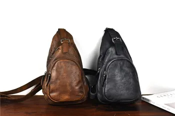 Modes vienkāršs vīriešu īstas ādas krūšu soma virsējo slāni pātagot personību retro multi-nodalījums gadījuma jaunatnes maza soma