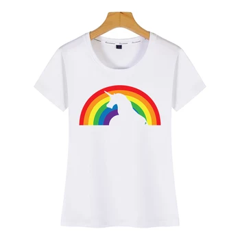 Topi, T Krekls Sievietēm unicorn varavīksnes Modē Vintage Īsās Sieviešu Tshirt