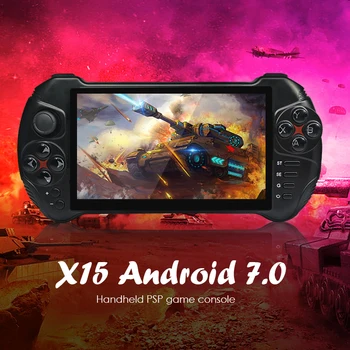 X15 Portatīvo Rokas Spēļu Konsole Android 7.0 Quad-Core Bluetooth 4.0 2GB + 32GB Video Gamepad Spēlētājs Ar Uzlādes Kabelis