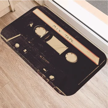 Retro mūzikas tape anti-slīdēšanas paklājiņš apdare, paklāja virtuves mat dzīvojamās istabas grīdas paklājs mājās soft-fit grīdas paklājs flaneļa vannas paklājiņš
