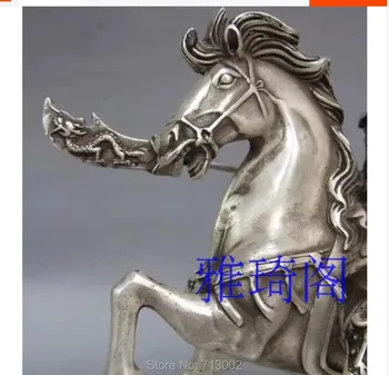 Vintage Ķīnas Archaian admirālis Balts Vara vispārējā Statuetes GuanYu Kara Zirgs