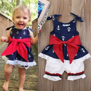 Cute Baby Girl Apģērbu bērniem zīmola Jaundzimušais meitenes apģērbu bez piedurknēm Loku Kokvilnas Topi Veste+Bikses Tērpiem Uzstādīt bebes Sunsuit