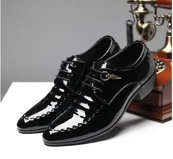 Vīrieši Britu stila uzņēmējdarbības kurpes sexy norādīja augstas kvalitātes vīriešu kāzu kurpes modē spilgti ādas kleita, kurpes vīriešiem, zapatos