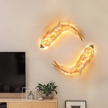LED Zivju sienas lampas radošo koka sienas sconce 2019 jaunākās dizaina sienas lampas foajē dzīvojamā istaba guļamistaba gultas bērniem, meitenes istaba