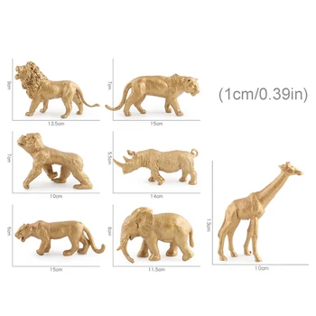 7Pcs/Set Simulācijas Mini Savvaļas Zooloģiskā dārza Dzīvnieku Attēls Modelis Plastmasas Lauva, Tīģeris Orangutan Rhino Leopards, Zilonis, Žirafe Bērniem Rotaļlietas