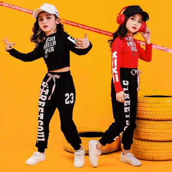Bērnu Modes Ielu Dejas Sporta Bērni Džeza Dejas Drēbes Maza Meitene, Hip Hop Gudrs Boutique Divas Gabals Uzvalks