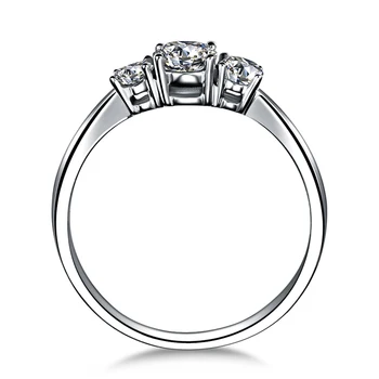 ZOCAI 3 akmens dimanta Gredzenu 0.50 ct F-G / SI sertificēti dimanta saderināšanās gredzenu 18K baltā zelta dimanta gredzenu W06054