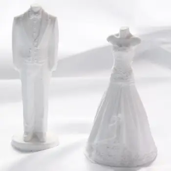 DIY Ģipša Līgava Formas Pelējuma 3D Princese Kleita Veidota ar rokām Darinātas Ziepes Silikona Veidnē Skulptūru Kāzu Jubilejas Svinības