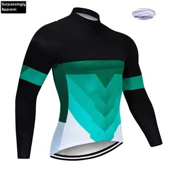 Zaļā Pasūtījuma Riteņbraukšana Jersey Ziemas Komanda ar garām Piedurknēm Velosipēdu Velosipēds Apģērbu Ropa Ciclismo Velo Apģērbs, T-krekls, Sporta