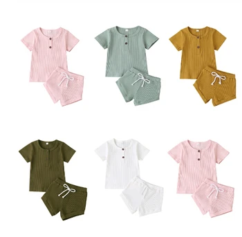 Zīdainis, Mazulis, Zēns, Meitene Apģērbu Komplekts Zīdaiņu Cietā Garām Piedurknēm T-Krekls Top + Bikses Salātu 2 Gabals-Drēbes