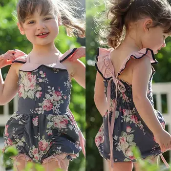 Pudcoco Meitene Jumpsuits 1T-5T ASV Vasarā Bērniem Baby Girl Ziedu Savirmot Romper Jumpsuit Tērpiem Sunsuit