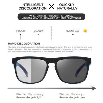Polarizēta Photochromic Saulesbrilles Vīriešiem Square Mainīt Krāsu Brilles Vīrietis Krāsas Braukšanas Saules Brilles UV400 Oculos masculino