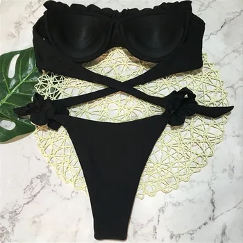 2019 Sexy Tankinis Uzstādīt Peldkostīmu Ruffles Sieviešu Beachwear Cieti Apsēju Push up Tankini Uzstādīt Brazīlijas Peldkostīmi Karstā Pārdošanas Drēbes