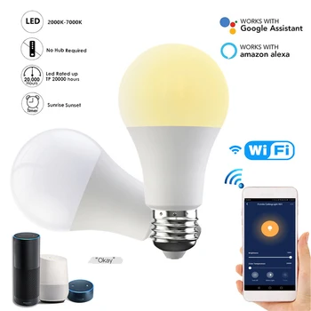 15W Smart Spuldzes E27/B22 Regulējamas, Wifi Smart Kontroles Lampa Led Cold&Silts APP Balss Kontroles Smart Lampas Nakts Gaismas Dekori Mājas
