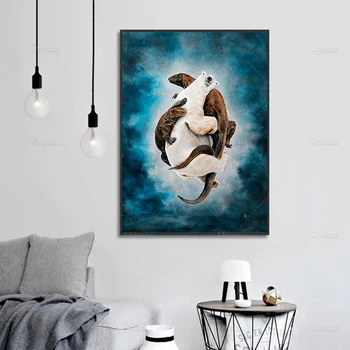 Ķirzaka Un Leduslācis, Audekls Drukāt Gleznas Dzīvnieku Plakāti Fantasy Sienas Mākslas Moduļu Attēli Uz Dzīvojamo Istabu Mājas Apdare