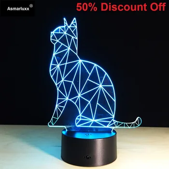 Kaķis 3D Galda Lampa, Akrila Stereo Gaismu Bērnu Istabā Dekoratīvās LED Stereo Gaismas, Dzimšanas dienas svinības, Rotaļlietas, Dāvanu 50% Atlaidi