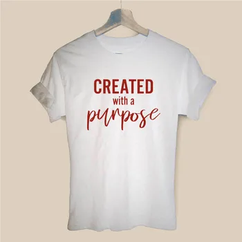 Izveidota Ar Mērķi Kristiešu T-krekls Unisex Reliģiskās Baznīcas t-veida Topi Gadījuma Sievietēm ar Īsām Piedurknēm Quote Tshirt