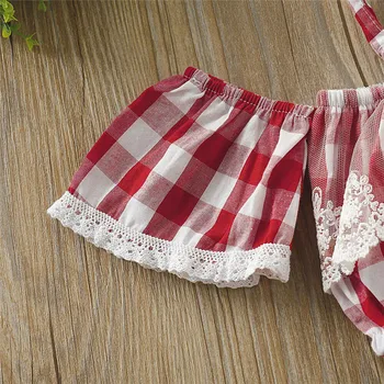 1-4Y Jaundzimušais Zīdainis Baby Girl Apģērbu Komplekti Pleds Pie Pleca Mežģīnēm Izšūta Crop Topi Loku Džinsa Bikses Gadījuma Tērpiem, Sunsuit Komplekts