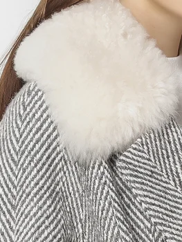 Dabīgās Kažokādas Mētelis Rudens Ziemas Mētelis Sieviešu Apģērbu 2020. gadam korejas Vintage Vilnas Jaka Sieviešu Topi Aitu Shearling Abrigo Mujer ZT3595