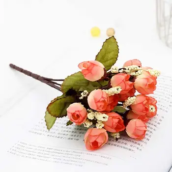22 cm Mākslīgo Rožu Ziedu Elastīga Auduma, Mākslīgās Ziedu, Mākslīgo Rožu Acot Ar Cilmes Kāzu Pušķi DIY