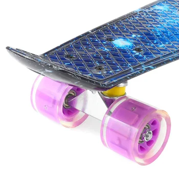JAUNI 22 Collu Četru riteņu Mini Longboard Pasteļa Krāsu Skate Valdes skeitborda ar LED, kas Mirgo Riteņiem Retro Skeitborda