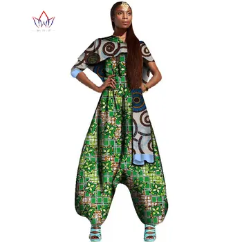 Ir 2021. Pavasara Ankara Veidos Tradicionālo Āfrikas Apģērbi Sievietēm Ilgi Tauku Jumpsuits & Lakatu, Sieviešu Bikses, Uzvalks WY1428