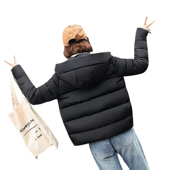 2019 sieviešu parka kokvilnas īso kapuci jaka, mētelis sieviešu modes drukāt zaudēt gadījuma dāmas jaunas ziemas jaka casaco feminino