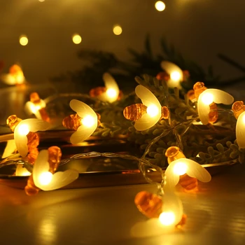 JULELYS 10M 80 Sīpoli Bišu LED Garland String Gaismas Ziemassvētku Pasaku LED Gaismas Rotājumi Kāzu Puse Svētku Apgaismojums