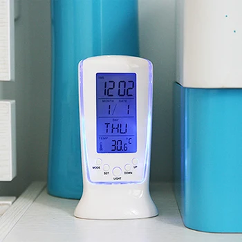 Digitālais Kalendārs Temperatūras LED Digitālais Modinātājs ar Blue Back light Elektroniskās Kalendārs Termometrs Led Pulkstenis Ar Laika