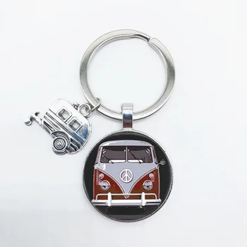 Nostalgic vintage automašīnu miera zīmi van keychain un auto kulons personības soma, atslēgu, gredzenu, kulonu