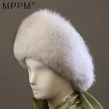 MPPM KARSTĀ Nekustamā Fox Kažokādas Cepure Baltā Lapsa Klp Visu Ādas izgatavots krievijas sieviešu ziemas siltā klp Augstas Kvalitātes labākā dāvana mīļāko, māte