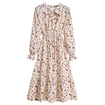 Karstā Sieviešu Ziedu Šifona ar garām Piedurknēm Apdrukas, Vasaras Kleitas Meitenēm Gadījuma Puse Vintage Boho Maxi Kleita платье ir 2021. нарядные