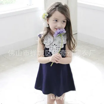 Vasarā Jauni Bērnu apģērbi Meitenēm korejas Tīra Kokvilna Elastīga Kleita bez Piedurknēm, Bērnu Kleitas