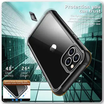 Triecienizturīgs Lietā Par iPhone 12 Mini Skaidrs, Mobilā Tālruņa Aizmugurējo Vāciņu priekš iPhone 12 Pro Max ar Ekrāna Aizsargs