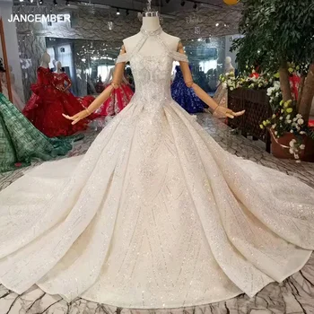 LS11283 roku darba luksusa kāzu kleitas pavada kakla kristāla pie pleca bumbu kleita, kāzu kleita augstas kvalitātes мантия