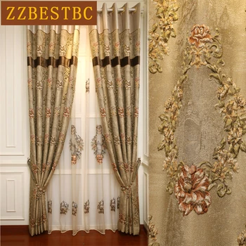 Eiropas top 4D brūna ziedu logu aizkari dzīvojamā istaba ar augstas kvalitātes Voile Aizkaru upscale hotel villa guļamistabas