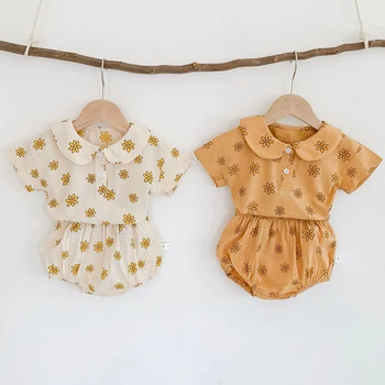 Vasaras Bērnu Apģērbu Komplekts korejiešu Stilā Toddler Meitenes Zēni Apģērbu Modes Drukāt Tee Un PP Bikses 2gab Zīdaiņu Meiteņu Drēbes
