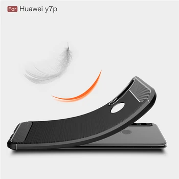 Par Huawei Y7p Gadījumā Oglekļa Šķiedras antidetonācijas Triecienizturīgs Silikona Bruņas Biznesa Stils Gadījumā Huawei Y7p Vāks Huawei Y7p