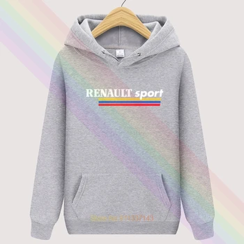 Retro Renault Sport Logotipu Rudens Augstas Kvalitātes Hoodies Top Pelēkā Vārna Mens Āra Apģērbs Džemperi Sporta Krekls