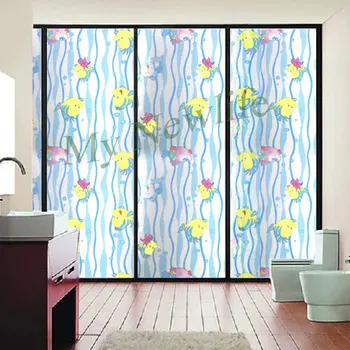 Karikatūra Bērnu zivju logu Plēves, ūdensnoturīgas uzlīmes, Home Decorbalcony bērnudārza bērnu istabas, vannas istaba Stikla Uzlīmes 80*200cm