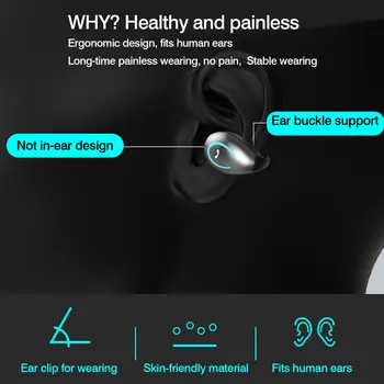 Bezvadu Earbuds Bluetooth Austiņas Ausij, Clip Tipa Austiņas Gredzenu klipu auss bluetooth austiņas neietilpst auss