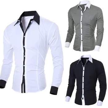 Vīriešu Krekli Modes Personības Mens Casual Slim garām piedurknēm Krekls Top Blūze Melnā Balts Vīriešu Krekls stils