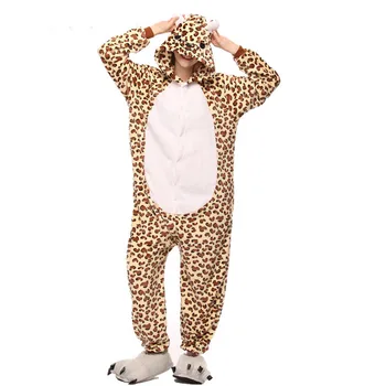 Ziemassvētku Pieaugušo Leopards, Lācis Kigurumis Cosplay Kapuci Viens Gabals Pidžamu Onesis Flaneļa Kostīms Apģērbs XL