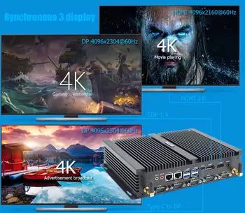 Fanless pc Mini spēļu datoru, mini-pc i7 darbvirsmas Hystou dual DDR4 HD EDP atbalstu 3 displejs SIM Ostas pc tipa c