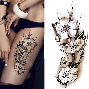 Unisex Ūdensizturīgs Plūmju Ziedu Ziedu Kāja Tetovējumu Uzlīmes Pagaidu Body Art