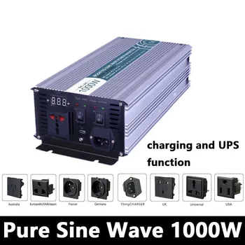 1000W Pure Sine Wave Inverter,DC 12V/24V/48V, Lai AC110V/220V,off Tīkla Solar power Inverter,sprieguma Pārveidotājs ar lādētāju