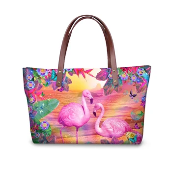 HaoYun Luksusa Sieviešu Totes Soma Karikatūra Flamingo Modelis Liela Jauda, Meitenes Plecu Somas Dzīvnieku Dizainers Dāmas Somiņā Somas
